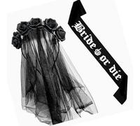 LUOFENG Cerchietto gotico per capelli con rosa da sposa, fascia decorativa per Halloween, giochi di ruolo, balli studenteschi, feste, spettacoli dal vivo