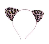 LUOFENG Cerchietto per capelli con orecchie di gatto, motivo leopardato, per donne e ragazze, per costumi musicali, festival, feste, riunioni