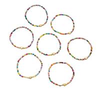 LUOFENG Confezione da 7 braccialetti elastici con perline colorate, per donne, regolabili