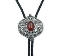 Luofeng - Cravatta con collo in pietra incisa, cowboy, bolo, cravatta western intrecciata, corda in similpelle, gioielli, collana americana, 110cm, Metallo