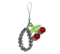 LUOFENG Portachiavi con ciondolo a forma di ciliegie con accenti in rilievo, robusta catena per telefono in lega per uso quotidiano, design leggero a corda