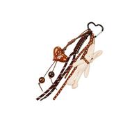 LUOFENG Portachiavi in corda intrecciata a forma di cuore in peluche con conigli, ciondolo per borsa, accessorio alla moda per zaino, accessori per borse, decorazioni per borse