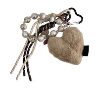 LUOFENG Portachiavi in corda intrecciata, ciondolo a forma di cuore in peluche, accessorio alla moda per zaini, accessori per borse, decorazioni per borse