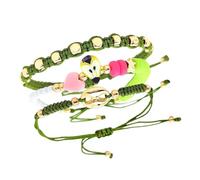 LUOFENG Set di 3 braccialetti con perline in stile etnico con perline di vetro a naso di maiale e ciondoli a forma di frutta in argilla, per