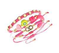 LUOFENG Set di 3 braccialetti con perline in stile etnico con perline di vetro a naso di maiale e ciondoli a forma di frutta in argilla, per
