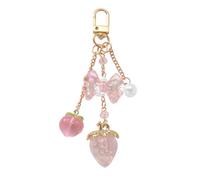 LUOFENG Simpatico portachiavi in resina a forma di fragola, accessorio per borsa, accessorio in metallo leggero, ciondolo per borsa o borsa