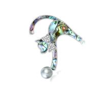 LUOFENG Spilla a forma di gatto con conchiglia naturale e accento di cristallo per un outfit versatile, accessorio alla moda