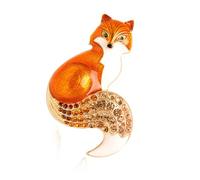 LUOFENG Spilla smaltata a forma di volpe con strass, spilla a forma di animale, gioiello per zaino, accessorio alla moda per giacche