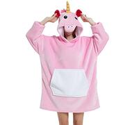 Luojida Felpa Donna con Cappuccio Animale Oversize Panda Plaid Super Morbida e Calda con Tasca Frontale Coperta con Maniche Famiglia Pigiama Pile Invernale Aldult Taglia Unica (L, Rosa)