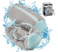 LUOJINYI 2 Pezzi Sacchetto Scarpe Lavatrice, Riutilizzabile e Resistente Sacchetti per Lavare Scarpe in Lavatrice con Cerniera, 360° Della Lanugine, Pulizia Efficiente(Grigio)