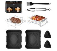 LUOJINYI Accessori Friggitrice ad Aria per Friggitrice ad aria COSORI 8,5L Dual Zone XXL (CAF-R901-AEU), Teglia per Friggitrice ad Aria, Inserti Riutilizzabili Antiaderenti, Facili da Pulire