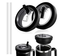 LUOJINYI Coperchi per Stanley Cup da 40 oz, 2 Pezzi Coperchio di Ricambio per Stanley da 40 oz, Stanley Cup Accessori, a Prova di Fuoriuscite e Schizzi, Riutilizzabili, con 2 Cannucce (Nero)