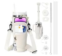 LUOJINYI Porta Bottiglia d'Acqua per Stanley Cup 40oz, borsa stanley con Scomparto per Cellulare e Tracolla Regolabile, Borsa Porta Bottiglie per Stanley Cup 40 oz, stanley cup accessori(Bianco crema)
