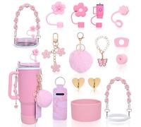 LUOJINYI Stanley Cup Accessori per Bicchieri da Acqua, 15 Pezzi (Compatibili con Bicchieri Stanley 30/40 Oz, Bicchieri Non Inclusi) (Rosa)