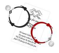 LUOKIFUR Bracciale coppia con pietra di proiezione Bracciale magnetico 100 voci I Love You Bracciale Mutual Attract Regalo di San Valentino (Black-Red)