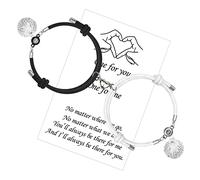 LUOKIFUR Bracciale coppia con pietra di proiezione Bracciale magnetico 100 voci I Love You Bracciale Mutual Attract Regalo di San Valentino (Black-White)