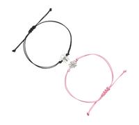 LUOKIFUR Bracciale ragnatela Bracciale abbinato per coppia Promessa di relazione Bracciale con corda intrecciata Regalo per coppia di migliori amici (black and pink)
