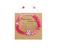 LUOKIFUR Braccialetto accessorio con perline per la consapevolezza del cancro al seno con ciondolo a nastro rosa, braccialetto regolabile, regalo per amici, familiari, colleghi (Rose Red braided)
