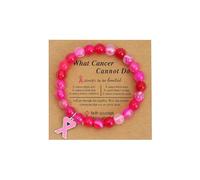 LUOKIFUR Braccialetto accessorio con perline per la consapevolezza del cancro al seno con ciondolo a nastro rosa, braccialetto regolabile, regalo per amici, familiari, colleghi (rose red)