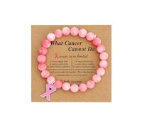 LUOKIFUR Braccialetto accessorio con perline per la consapevolezza del cancro al seno con ciondolo a nastro rosa, braccialetto regolabile, regalo per amici, familiari, colleghi (pink)