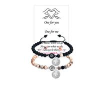 LUOKIFUR Braccialetto di perline di pietra di proiezione 100 lingue Ti amo Braccialetto di coppia Regalo di coppia per amico Fidanzato Fidanzato Regalo (Black-Pink Zebra Stone Mix)