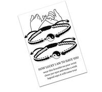 LUOKIFUR Coppia Yin Yang Bracciale-Bracciali dell'amicizia regolabili, Corda intrecciata a mano Bracciale per relazioni di amicizia Bracciale donna Uomo Gioielli Regali (Black-White(s))