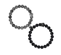 LUOKIFUR Corona d'amore Cuore Braccialetti magnetici con perline Attrazione reciproca Cuore Braccialetti a campana Regali di coppia per Fidanzato Fidanzata Per lei Donna Uomo Amicizia (Black-Grey)