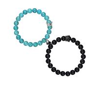 LUOKIFUR Corona d'amore Cuore Braccialetti magnetici con perline Attrazione reciproca Cuore Braccialetti a campana Regali di coppia per Fidanzato Fidanzata Per lei Donna Uomo Amicizia (Black-Blue)