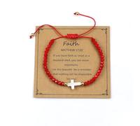LUOKIFUR Regali Cristiani per Donne Bracciale con Croce Bracciali in Pietra Naturale, Regali Religiosi per Figlia Nipote Sorella Amica Nipote (Rosso)