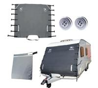 Luolety Copertura anteriore universale impermeabile resistente ai raggi UV per roulotte, 210 x 175 cm, con 2 luci di emergenza a LED, borsa portaoggetti