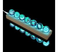 luolety Sfera di cristallo di vetro a 7 colori con supporto in legno e luce a LED, sfere di quarzo curative di cristallo di chakra da 40 mm, sfere decorative spaziali luce notturna (Pianeta)