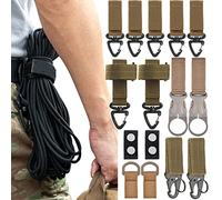 LUOLIPEYA 15PCS Tactical Gear Clip Molle Webbing Attachments Set per Attrezzi Gilet Tattico Borsa Zaino - Distanziali Cinturone, Supporto Cinturino Guanti, Supporto Portachiavi (Kaki)