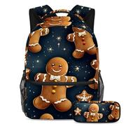 L'uomo di pan di zenzero si prepara al successo con il nostro set di 2 zaini per bambini, perfetto per ragazzi, ragazze e adolescenti, dotato di uno zaino di grande capacità e un astuccio,