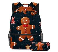 L'uomo di pan di zenzero si prepara al successo con il nostro set di 2 zaini per bambini, perfetto per ragazzi, ragazze e adolescenti, dotato di uno zaino di grande capacità e un astuccio,
