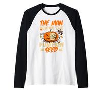 l'Uomo Dietro Il Seme di Zucca Halloween Gravidanza Uomini papà Maglia con Maniche Raglan