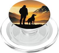 L'uomo e il suo cane guardano il tramonto dalla cima della montagna PopSockets PopGrip per MagSafe