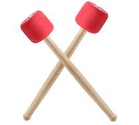 Luomorgo 2 mazzuole per grancassa, bacchette per tamburo da marcia con punta in schiuma con manico in legno, battenti per tamburo da 33 cm in morbido feltro per timpani (rosso)