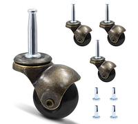 Luomorgo - Set di 4 ruote girevoli a sfera per mobili, stile vintage, in rame antico, con attacco a stelo in oro da 5/16 "x 1-1/2" (8 x 38 mm)