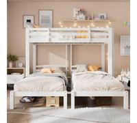 Luonians Letto a castello 3 posti 90 x 200 cm, letto a soppalco 3 posti, letto per bambini con barriere letto matrimoniale per bambini, piano rialzato scala, con scala laterale, per bambini e