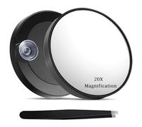 Luoqun88 Specchio con ingrandimento 20x, con supporto a ventosa e pinzette, specchio cosmetico professionale per trucco di precisione, cura della pelle e cura delle sopracciglia, specchio portatile da