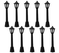 LUORNG 10pcs Mini Lamppost Plastica Nera Miniatura Ferrovia Treno Lampada Post Luci Luce Modello