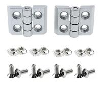 LUORNG 2 pezzi in alluminio profilo cerniera installazione kit cerniera in metallo con viti dado per 2020 6 mm Slot profilo alluminio estrusione telaio (2 x cerniere in lega di zinco, 8 x dadi a T M4, 8 x viti a testa piatta M4)