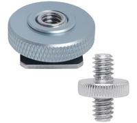 LUORNG Supporto hot shoe in acciaio inox 3/8 maschio a 1/4 femmina singolo livello grigio argento 1/4 maschio a 1/4 maschio adattatore viti accessori flash fotocamera DSLR universale per monitor luce