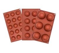 luoshuangfei, 3 stampi in silicone a forma di semisfera, per cioccolatini, palline di cioccolato, per realizzare bombe di cioccolata calda, decorazioni per torte, gelatine, budini (6, 8, 15 fori)