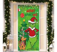 luoshuangfei Tenda natalizia per porta, sfondo con striscione Grinch, decorazioni per foyer, scenario di vacanza. (verde-b)