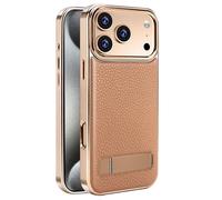 LUOTANL Custodia in Pelle per iPhone 17 PRO Max/17 Pro/Air/17, Placcatura Lusso Supporto Magnetica Texture Litchi Cover Ricarica Wireless Copertura,Ottone,Air