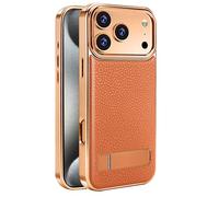 LUOTANL Custodia in Pelle per iPhone 17 PRO Max/17 Pro/Air/17, Placcatura Lusso Supporto Magnetica Texture Litchi Cover Ricarica Wireless Copertura,Arancia,17