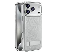 LUOTANL Custodia in Pelle per iPhone 17 PRO Max/17 Pro/Air/17, Placcatura Lusso Supporto Magnetica Texture Litchi Cover Ricarica Wireless Copertura,Grigio,17 PRO