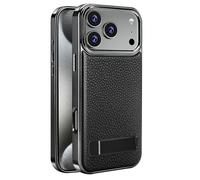 LUOTANL Custodia in Pelle per iPhone 17 PRO Max/17 Pro/Air/17, Placcatura Lusso Supporto Magnetica Texture Litchi Cover Ricarica Wireless Copertura,Nero,17 PRO Max