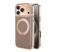 LUOTANL Magnetica Cover per iPhone 17 PRO Max/17 Pro/Air/17, Lusso Placcata Pelle Cover con Supporto Anello, Resistente al Sudore,Ottone,17